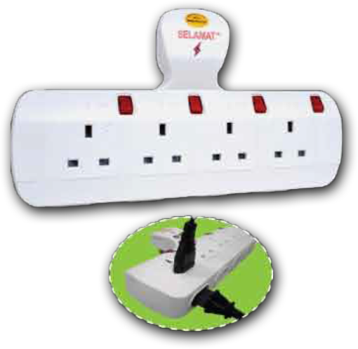 8 Way T-Type Multi Adaptor with Surge Protector 13A 250V MA-8322 (SURGE)