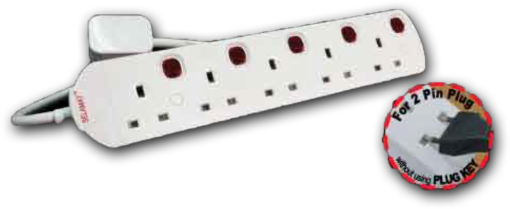 Portable Switched Socket Outlet with Individual Neon Switch MA -1186 (6 Gang PSO)