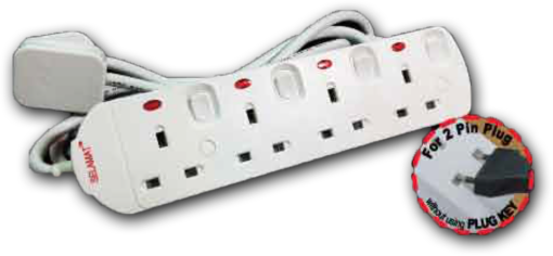 Portable Switched Socket Outlet with Individual Neon Indicator MA-8883 (3 Gang PSO)