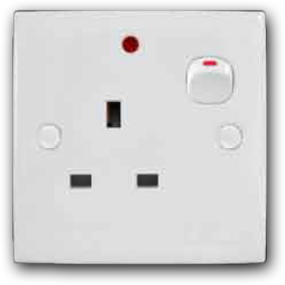 13A 1 Gang Switched Socket Outlet with Neon 2K-131(NEON)