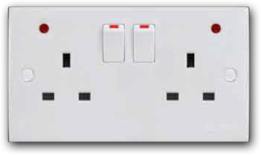 13A 2 Gang Switched Socket Outlet with Neon MS-132L(NEON)