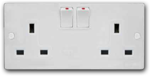2 Gang Mini-Switched Socket Outlet A-3322