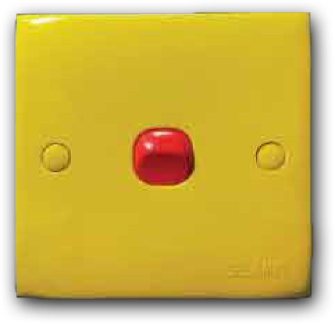 1 Gang 1 Way Switch (Yellow Cover & Red Rocker) 10AX 250V 2K-101 (Y/C-R/R)